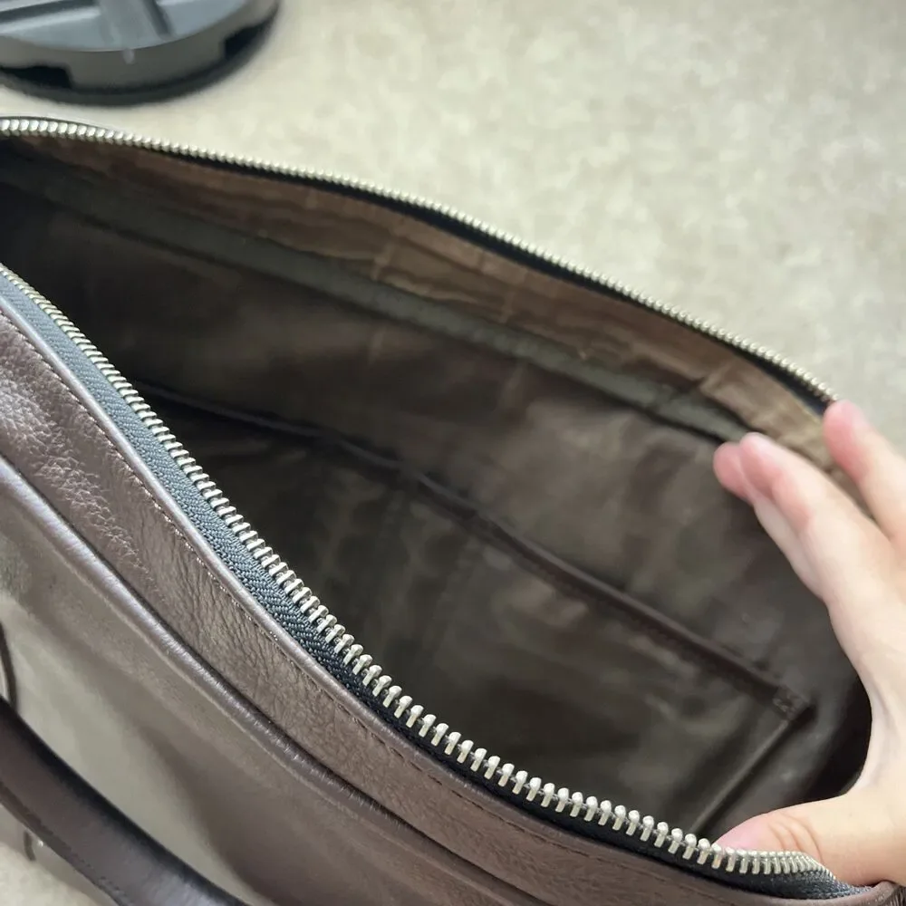 Jack Spade Brown Leather Messenger Bag Durable Quality Utility 16